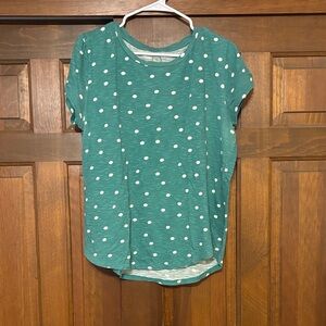 LOFT Teal Polka Dot Short Sleeve Top